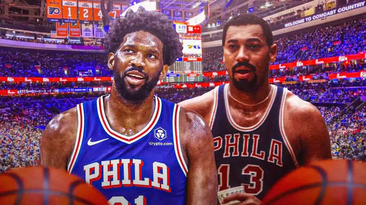 Philadelphia centers Joel Embiid and Wilt Chamberlain