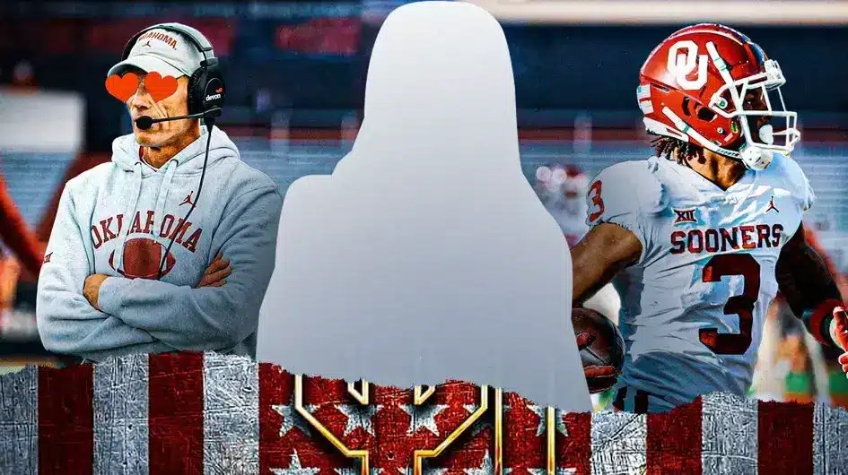 Oklahoma football head coach Brent Venables and wide receiver Jalil Farooq