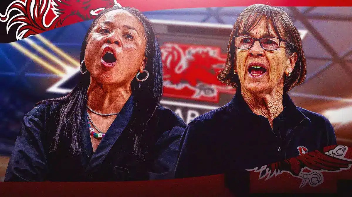 graphic - South Carolina women’s basketball coach Dawn Staley and women’s basketball coach Tara VanDerveer