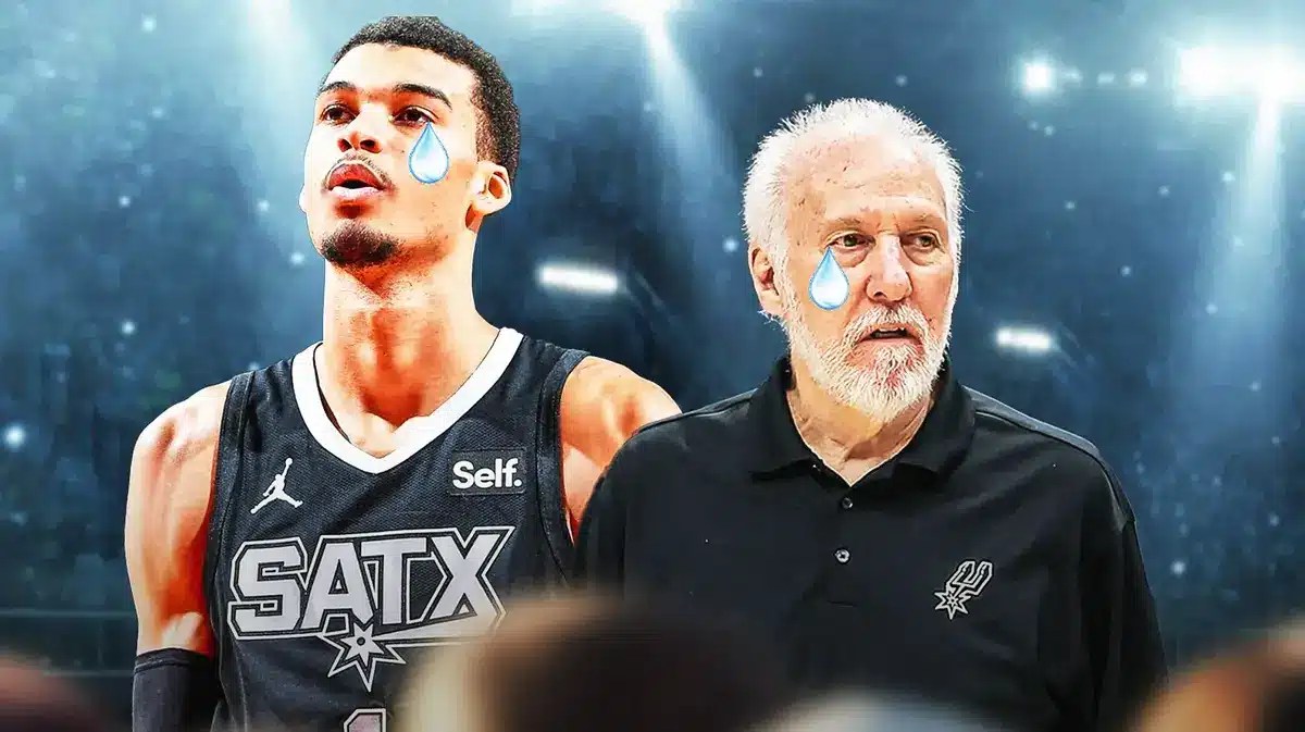 Victor Wembanyama and Gregg Popovich with animated tears