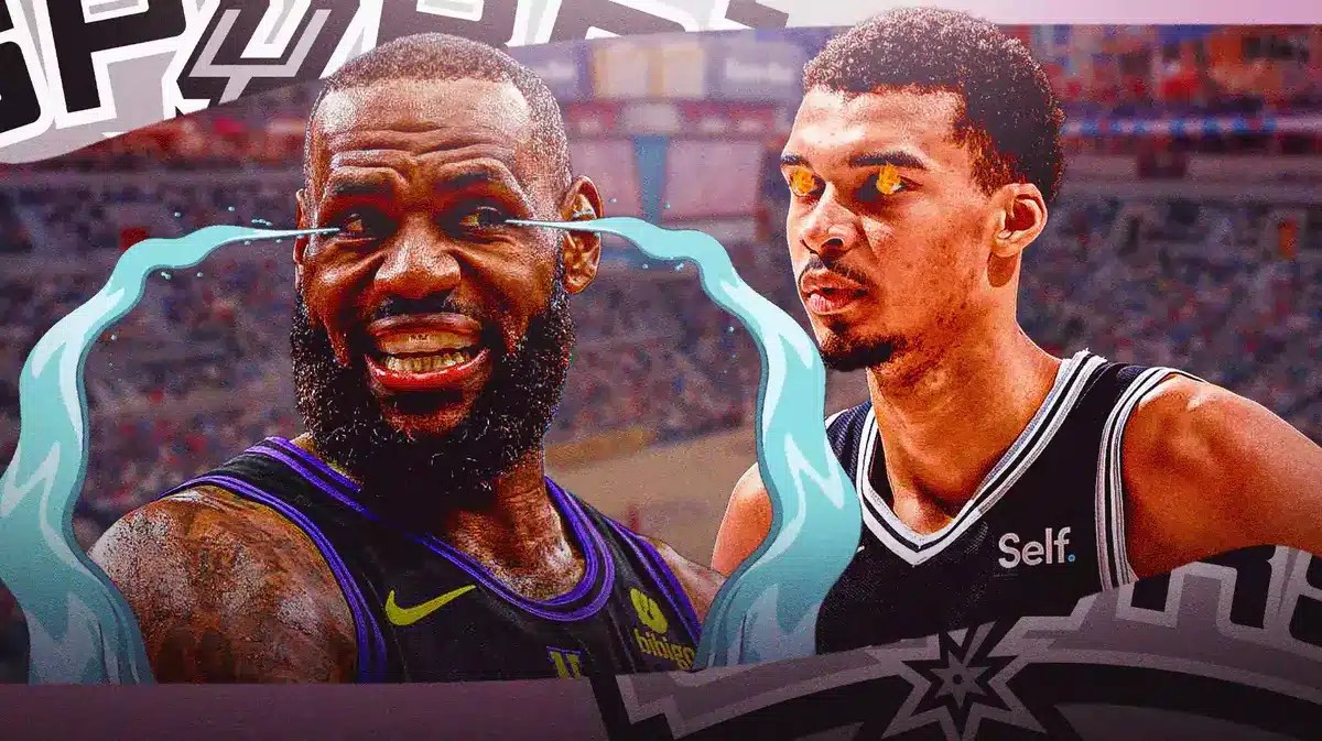 LeBron James with animated tears. Victor Wembanyama with fire in his eyes