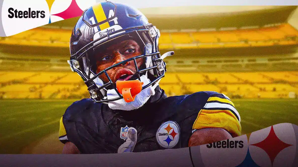 Pittsburgh Steelers WR George Pickens looking mad/angry.