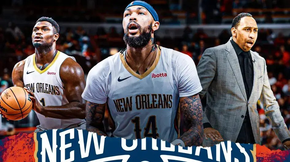First Take host Stephen A Smith with Pelicans player and Duke legend Zion Williamson