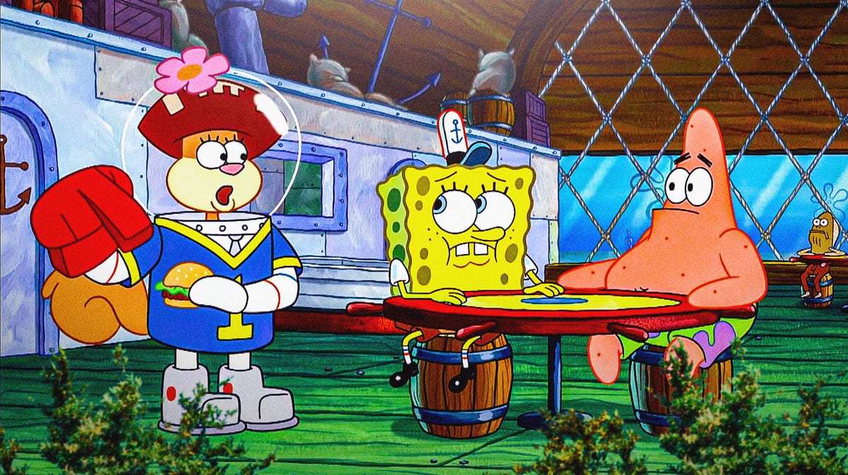 SpongeBob Squarepants, Sandy Cheeks, and Patrick Star.