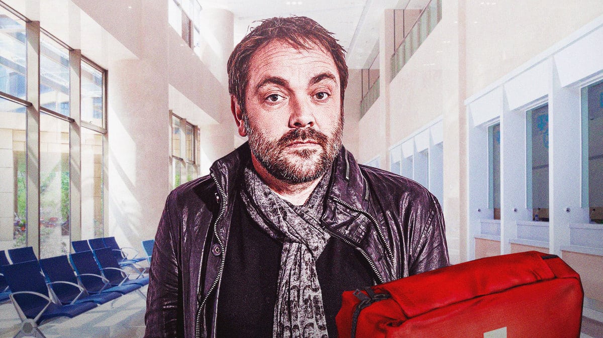 Supernatural's Mark Sheppard in a hospital.