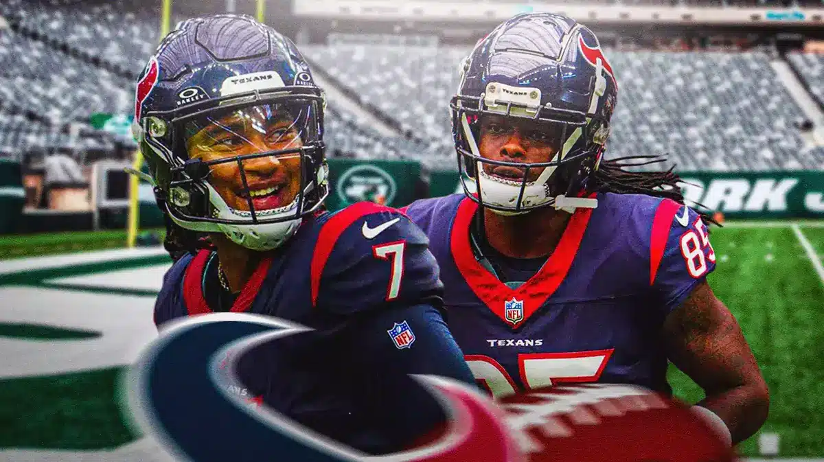 Texans' CJ Stroud and Noah Brown on the Jets field