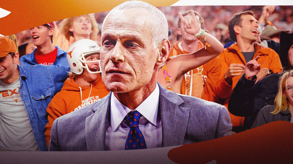 Big 12 Commissioner Brett Yormark surrounded by Texas football fans