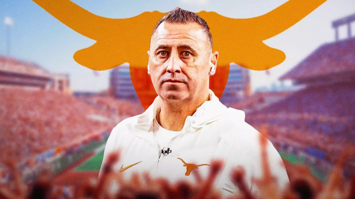 Texas football, Longhorns, Steve Sarkisian, Big 12, Big 12 Coach of the Year, Steve Sarkisian with Texas football stadium in the background