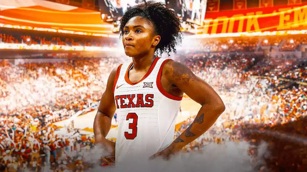 Texas women's basketball point guard Rori Harmon with concerned face