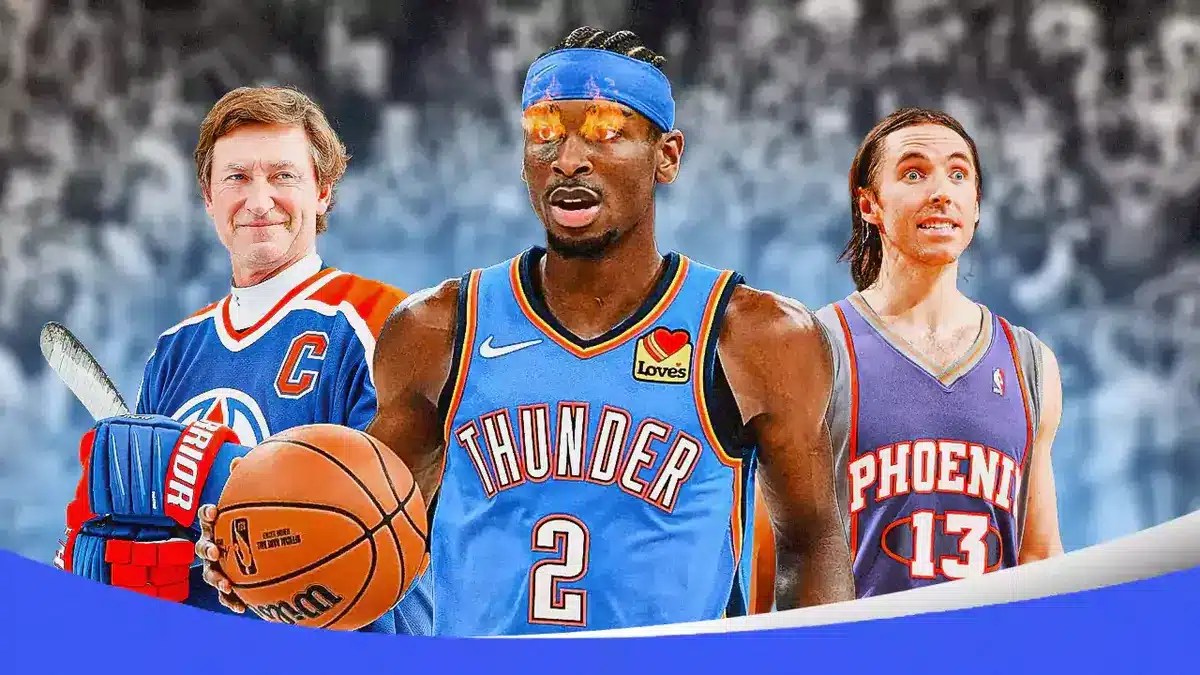 Thunder and Canada FIBA World Cup leader Shai Gilgeous Alexander with Wayne Gretzky and Steve Nash