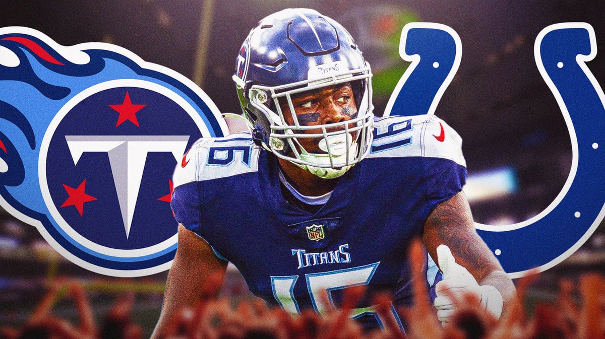 Treylon Burks with Titans and Colts logos