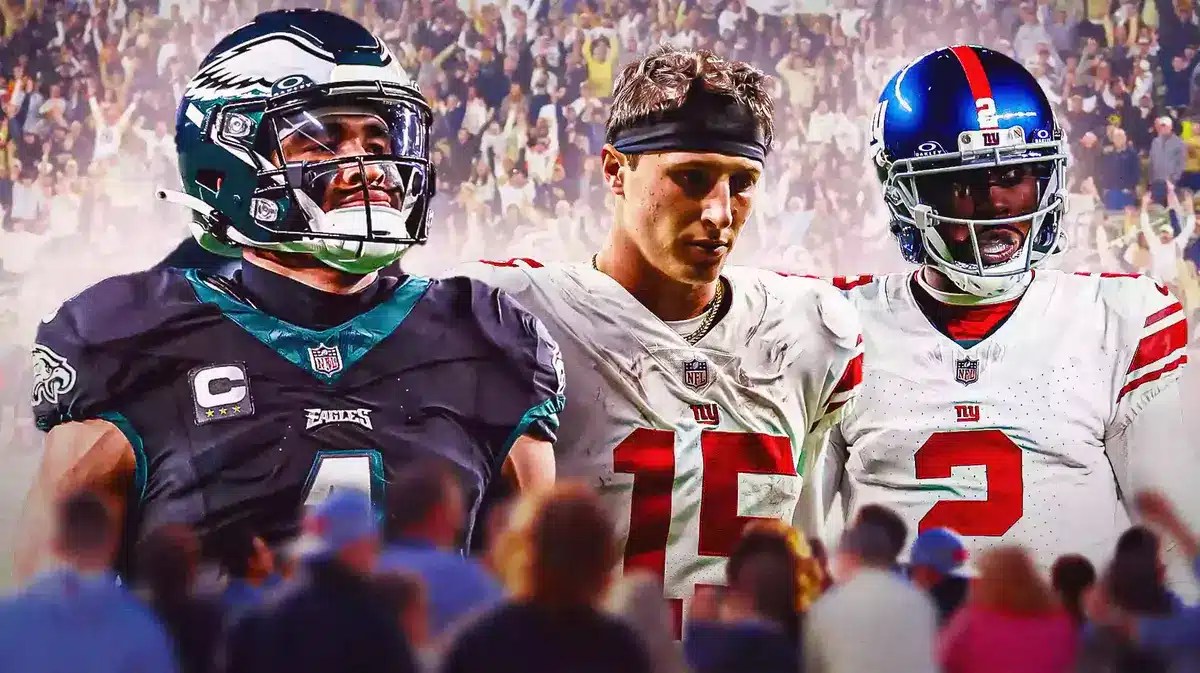 Giants Tommy DeVito and Tyrod Taylor after the former got benched by Brian Daboll vs the Eagles