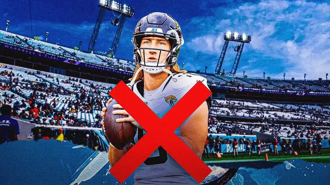 Jaguars quarterback Trevor Lawrence with an X over him.