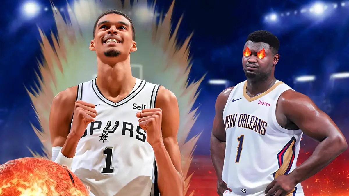 Victor Wembanyama with super saiyan aura. Zion Williamson with fire in his eyes