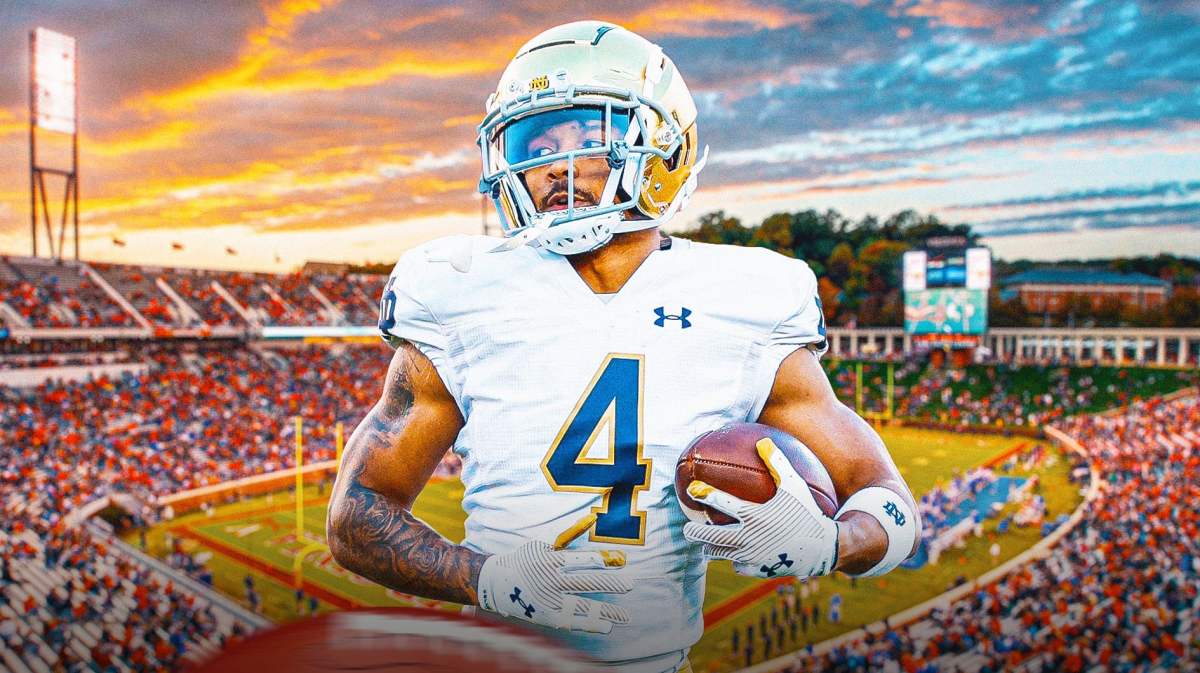Virginia football, Notre Dame football, Cavaliers, Chris Tyree, Transfer portal, Chris Tyree with Virginia football stadium in the background