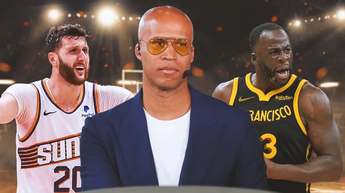 Warriors Draymond Green with Suns Jusuf Nurkic and Richard Jefferson