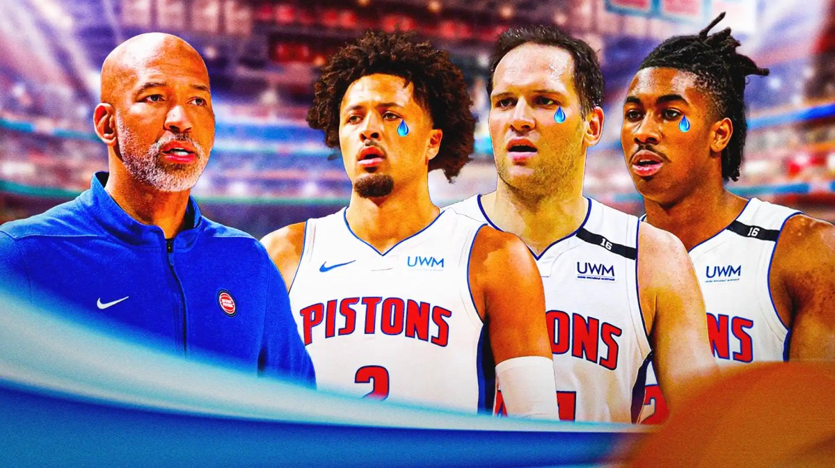 Pistons' Monty Williams, Cade Cunningham, Bojan Bogdanovic, Jaden Ivey