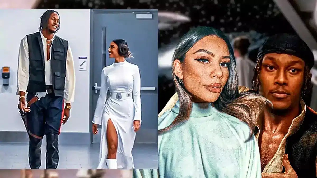 Myles Turner as Han Solo and girlfriend as Princess Leia.