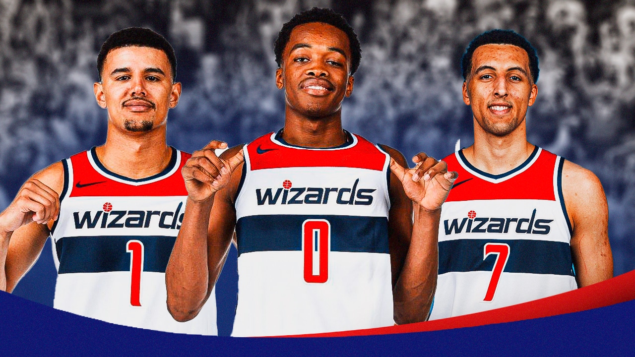 Wizards' Johnny Davis, Bilal Coulibaly, and Patrick Baldwin Jr. smiling