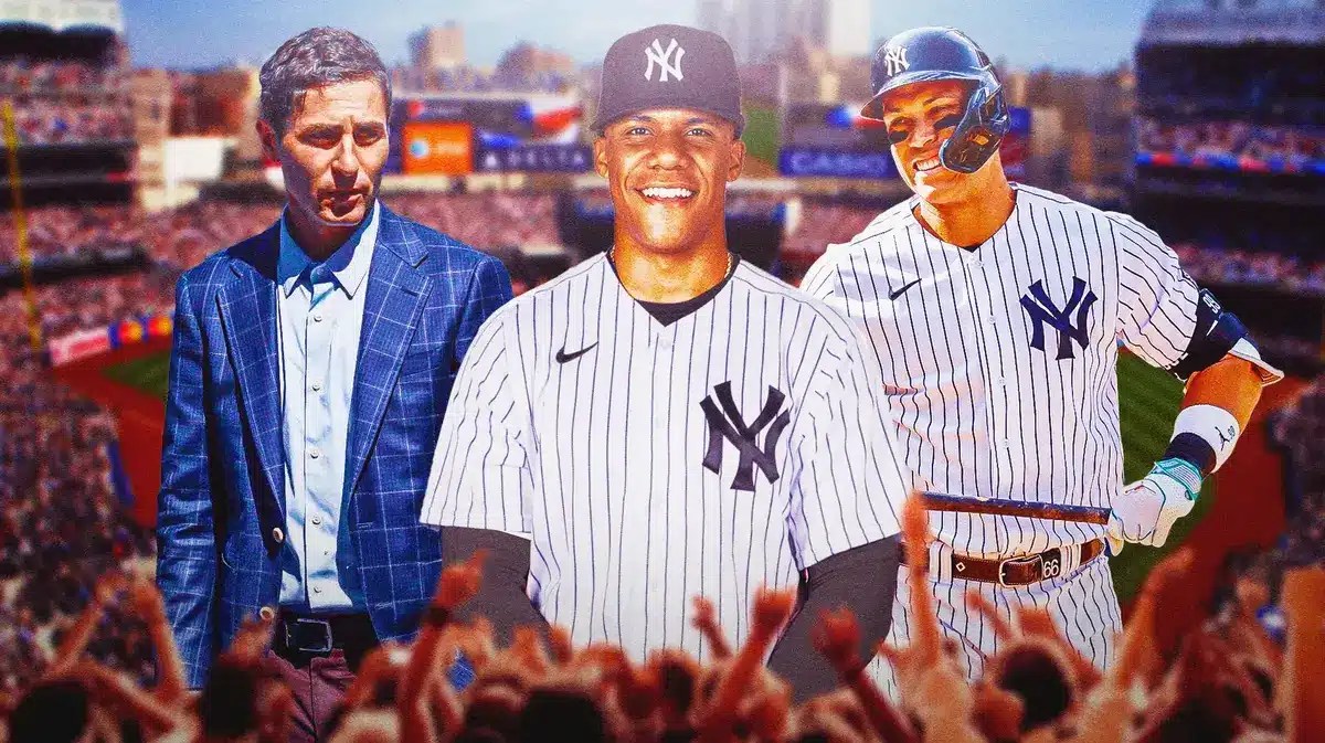 Yankees' Aaron Judge looking at Juan Soto as Padres trade him.