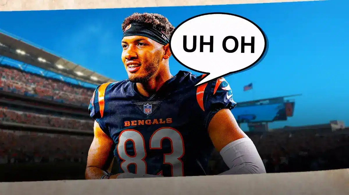 Cincinnati Bengals' Tyler Boyd and a speech bubble “Uh Oh”