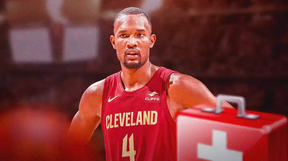 Cavs' Evan Mobley with red medical box