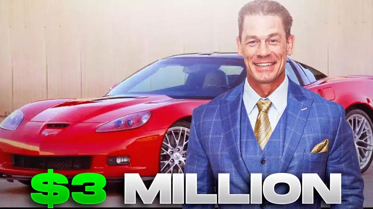 John Cena in front of a car from his collection.