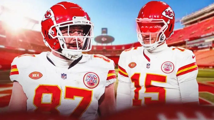 Kansas City Chiefs tight end Travis Kelce and quarterback Patrick Mahomes