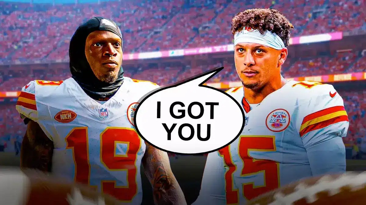 Patrick Mahomes saying “I got you” to Kadarius Toney