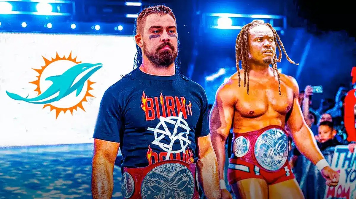 Zach Sieler (Dolphins) and Melvin Ingram (Chargers) as wrestlers