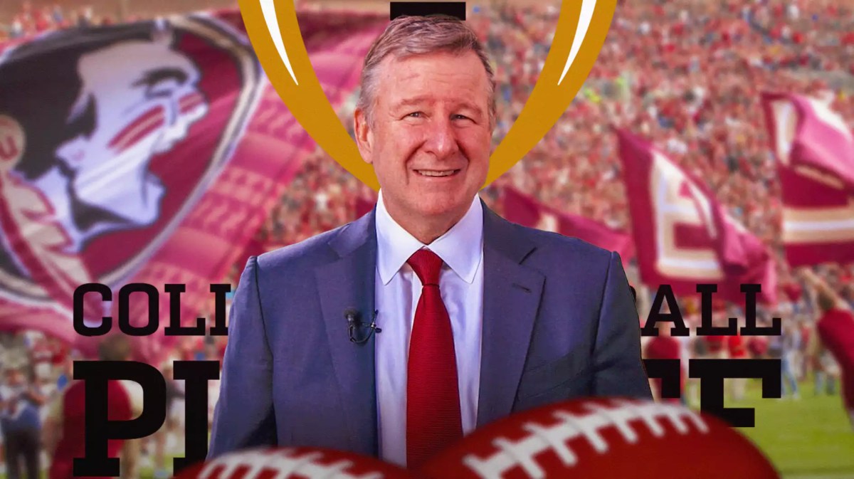 Florida State football, Seminoles, Richard McCullough, College Football Playoff, Florida State ACC, Florida State president Richard McCullough and CFP logo with Florida State football stadium in the background