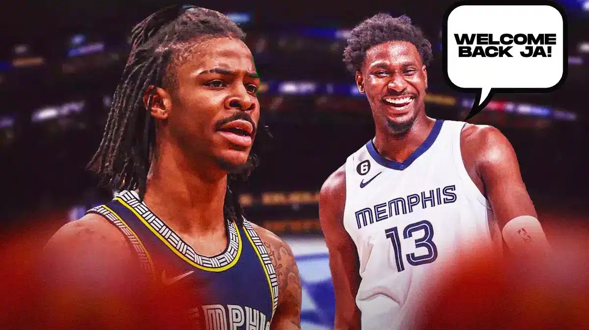 Jaren Jackson Jr. saying "Welcome back Ja" to Ja Morant