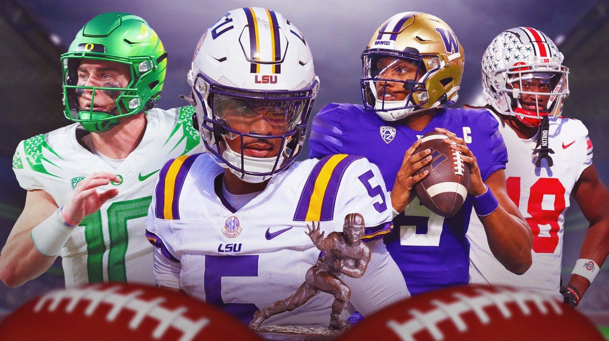 Heisman trophy finalist, Bo Nix, Jayden Daniels, Michael Penix Jr.