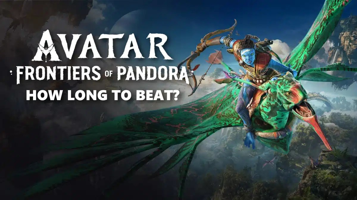 how long beat avatar frontiers pandora, avatar frontiers pandora, frontiers pandora, avatar, key art for the game avatar frontiers of pandora with the words how long to beat under the game title