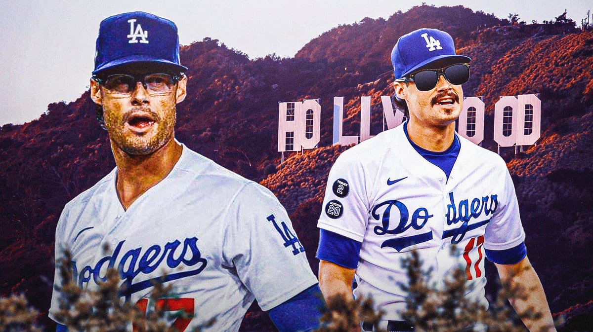Joe Kelly in a Dodgers uniform with the Hollywood sign in background. Have Kelly wearing sunglasses.