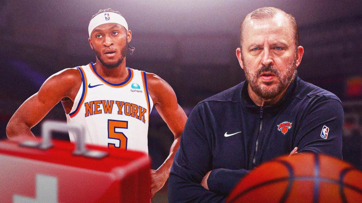 Tom Thibodeau. Immanuel Quickley with a first aid kit