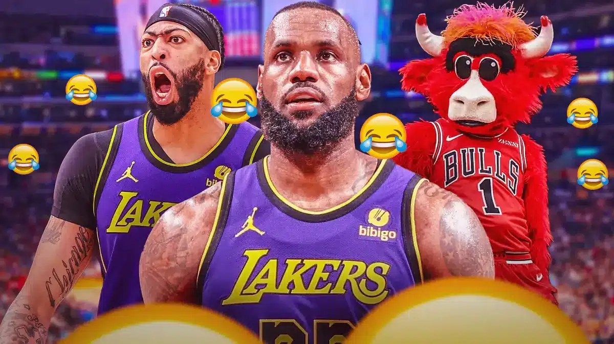 LeBron James may have made an enemy in the Bulls mascot with a hilarious Anthony Davis vite in his unibrow poll