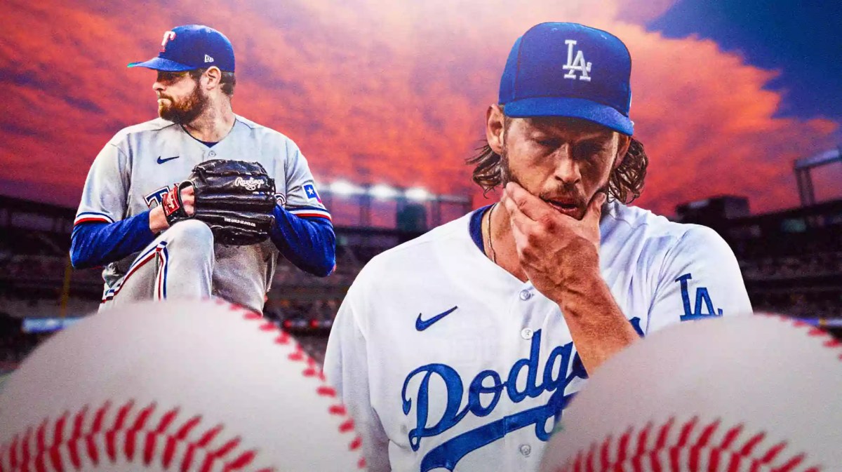 Rangers, Clayton Kershaw, Jordan Montgomery, MLB offseason, MLB free agency, Clayton Kershaw and Jordan Montgomery with Rangers stadium in the background