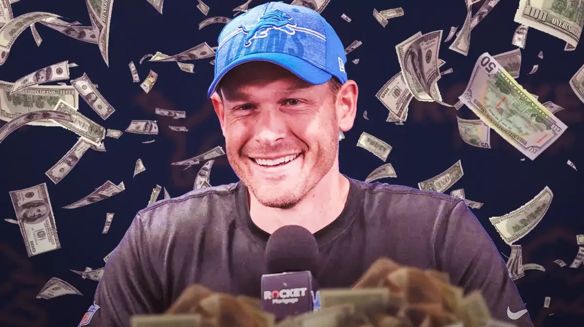 Ben Johnson with money flying all around