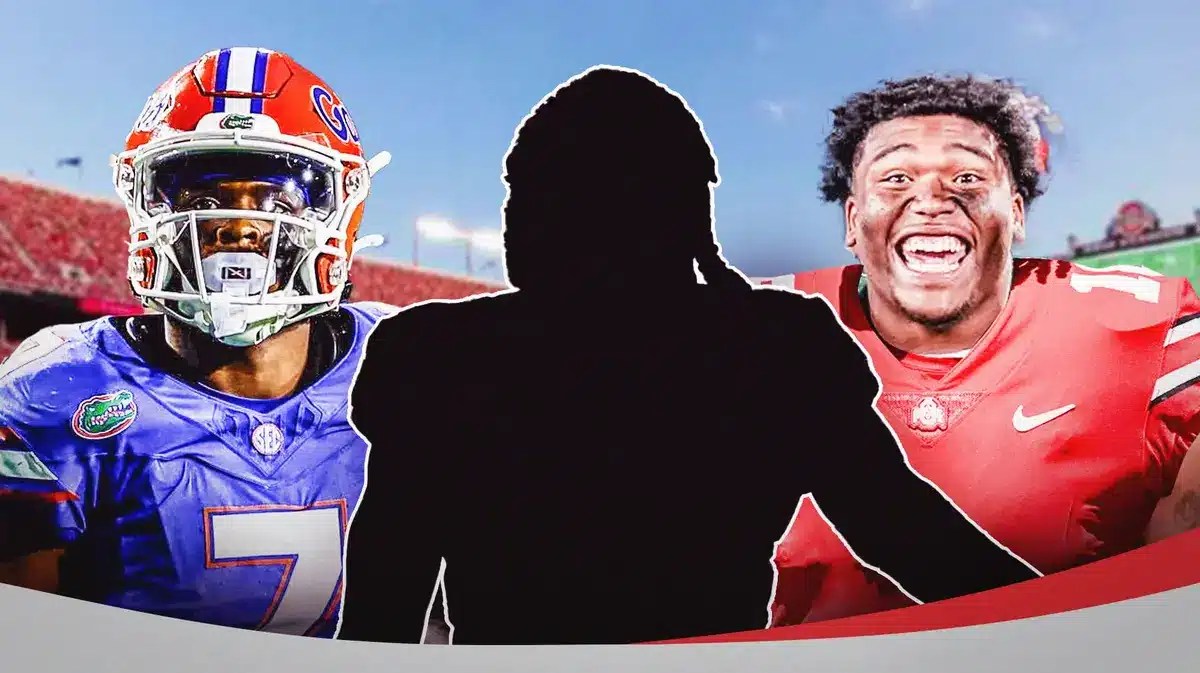 Trevor Etienne and Derrick Harmon with silhouette in the middle