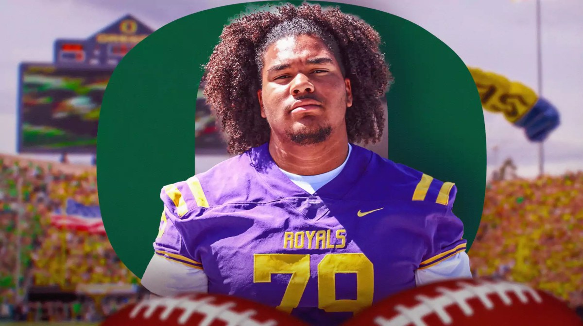 Oregon football, Ducks, Oregon football recruiting, Jericho Johnson, Jericho Johnson Oregon, Jericho Johnson with Oregon football stadium in the background