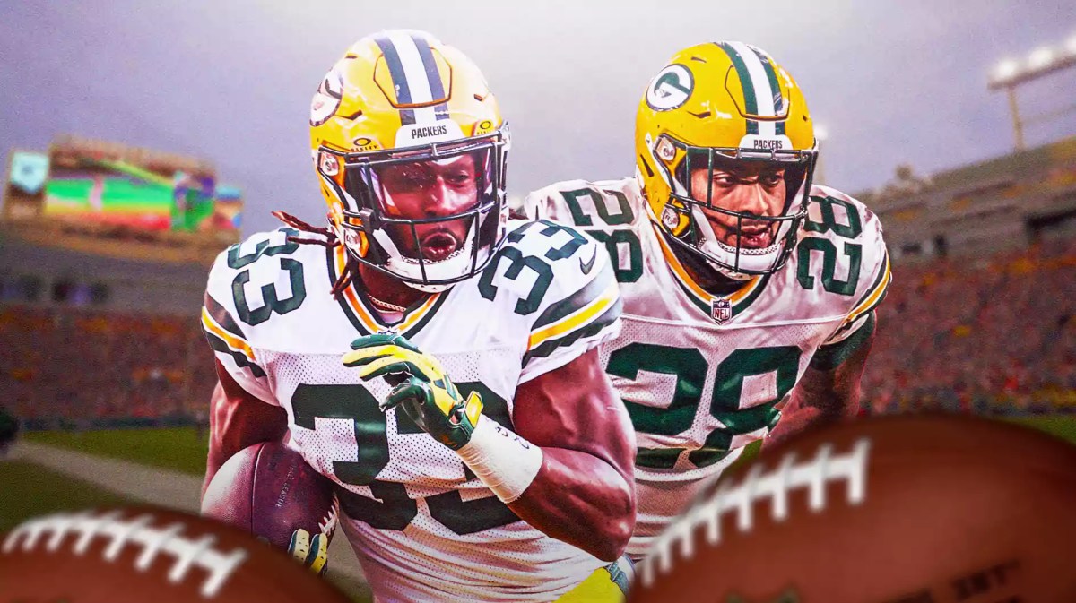 Packers running back AJ Dillon and Aaron Jones.
