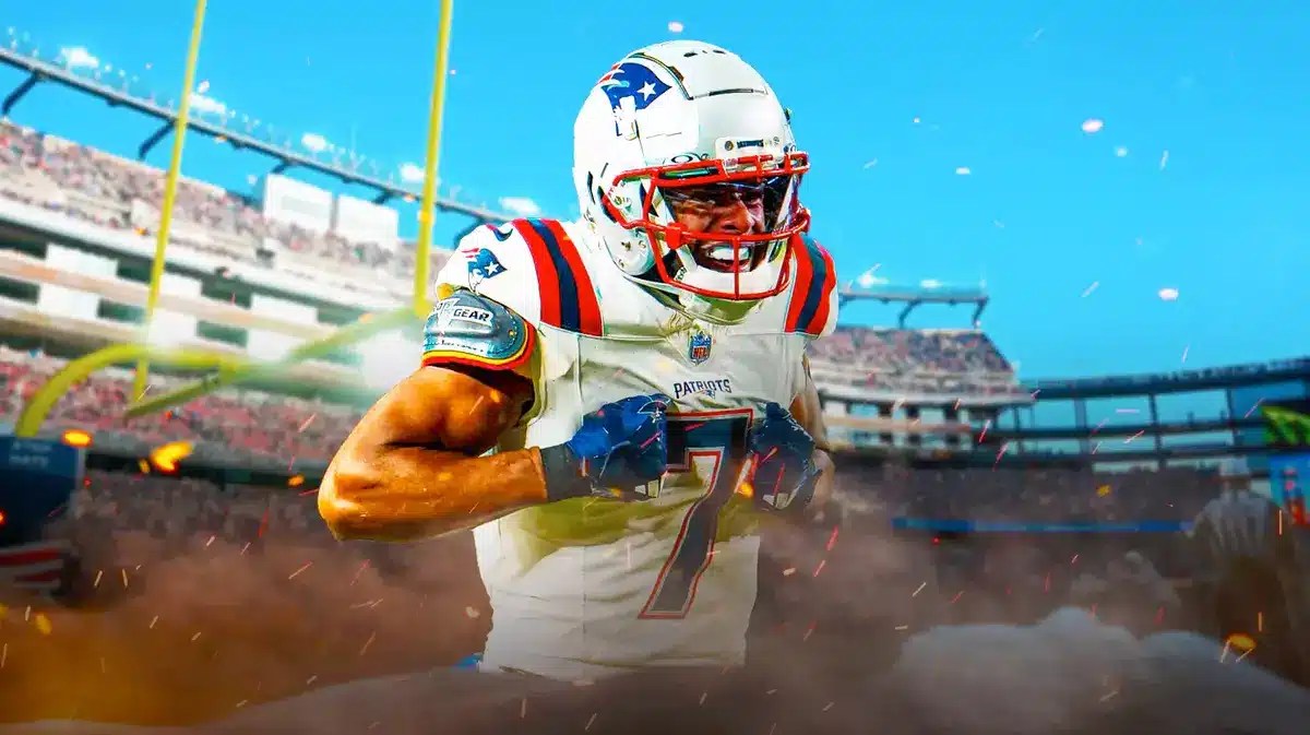 Patriots wide receiver JuJu Smith-Schuster, celebrating