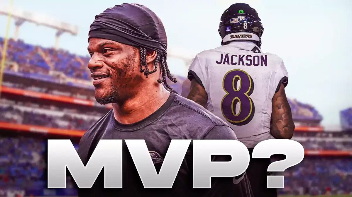 Lamar Jackson. “MVP?” on the screen