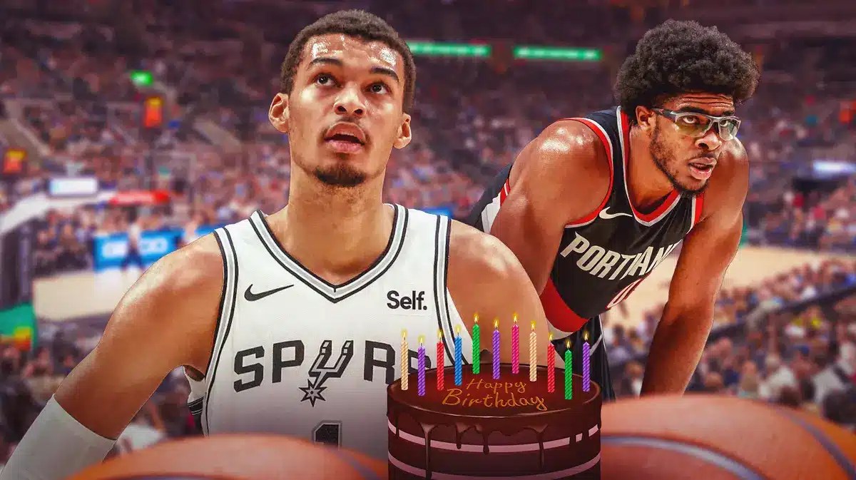 Spurs' Victor Wembanyamaand Blazers' Scoot Henderson