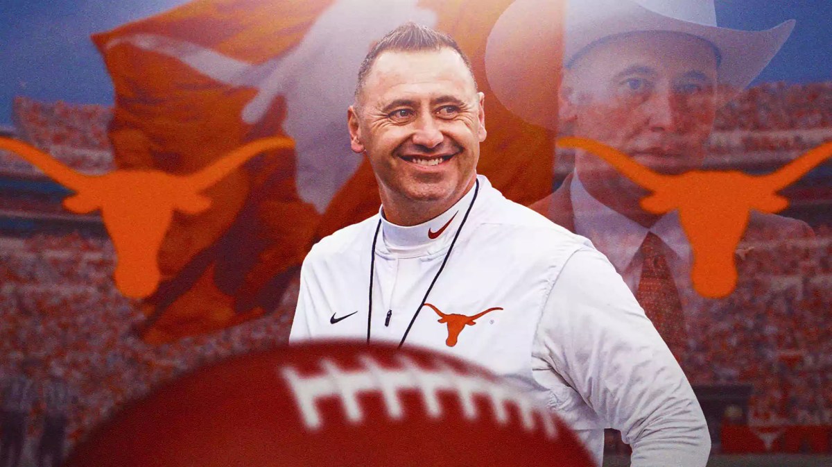 Texas football, Longhorns, Texas transfer portal, Steve Sarkisian, transfer portal, Steve Sarkisian with Texas football stadium in the background