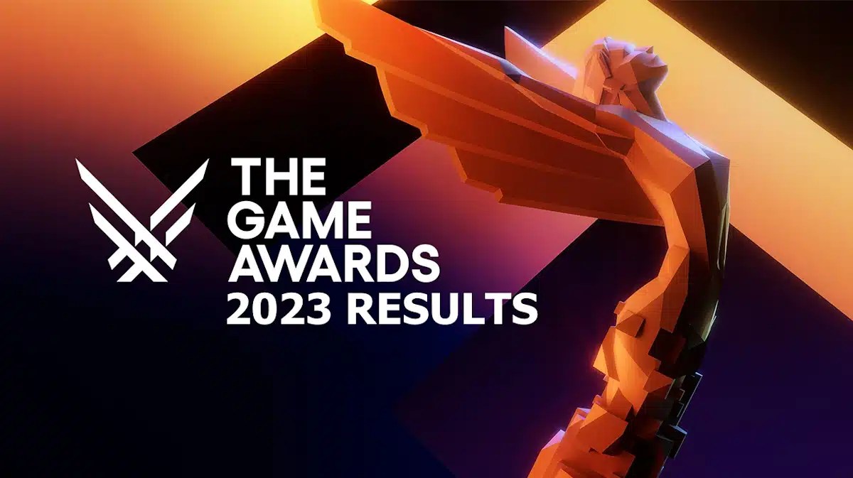 tga 2023 winners, tga 2023 awards, tga winners, game awards 2023 winners, game awards 2023 results, key art for The Game Awards with the added text 2023 results under the event title
