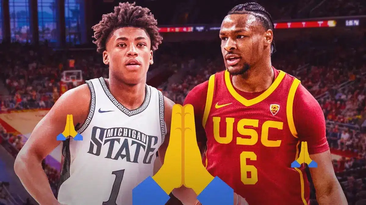 Bronny James, jeremy Fears, praying