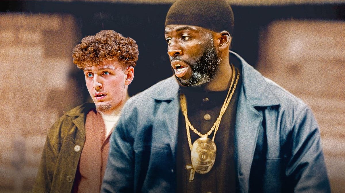 Warriors' Draymond Green guy in front and Brandin Podziemski as guy in the back