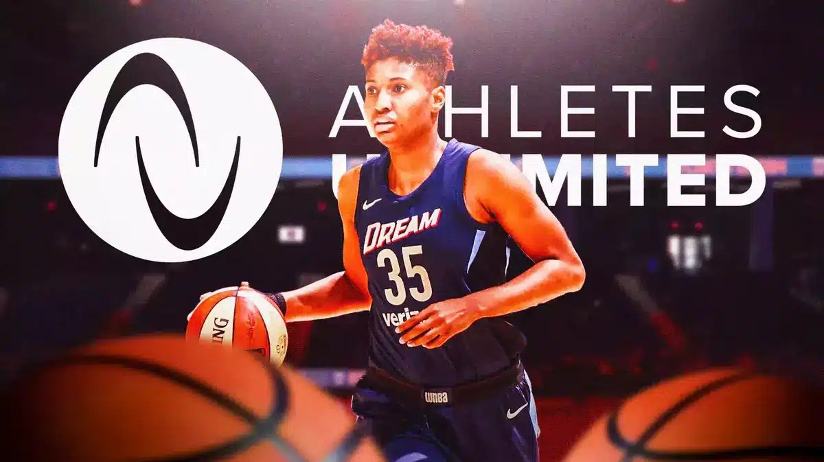 Former WNBA player Angel McCoughtry in an Atlanta Dream uniform